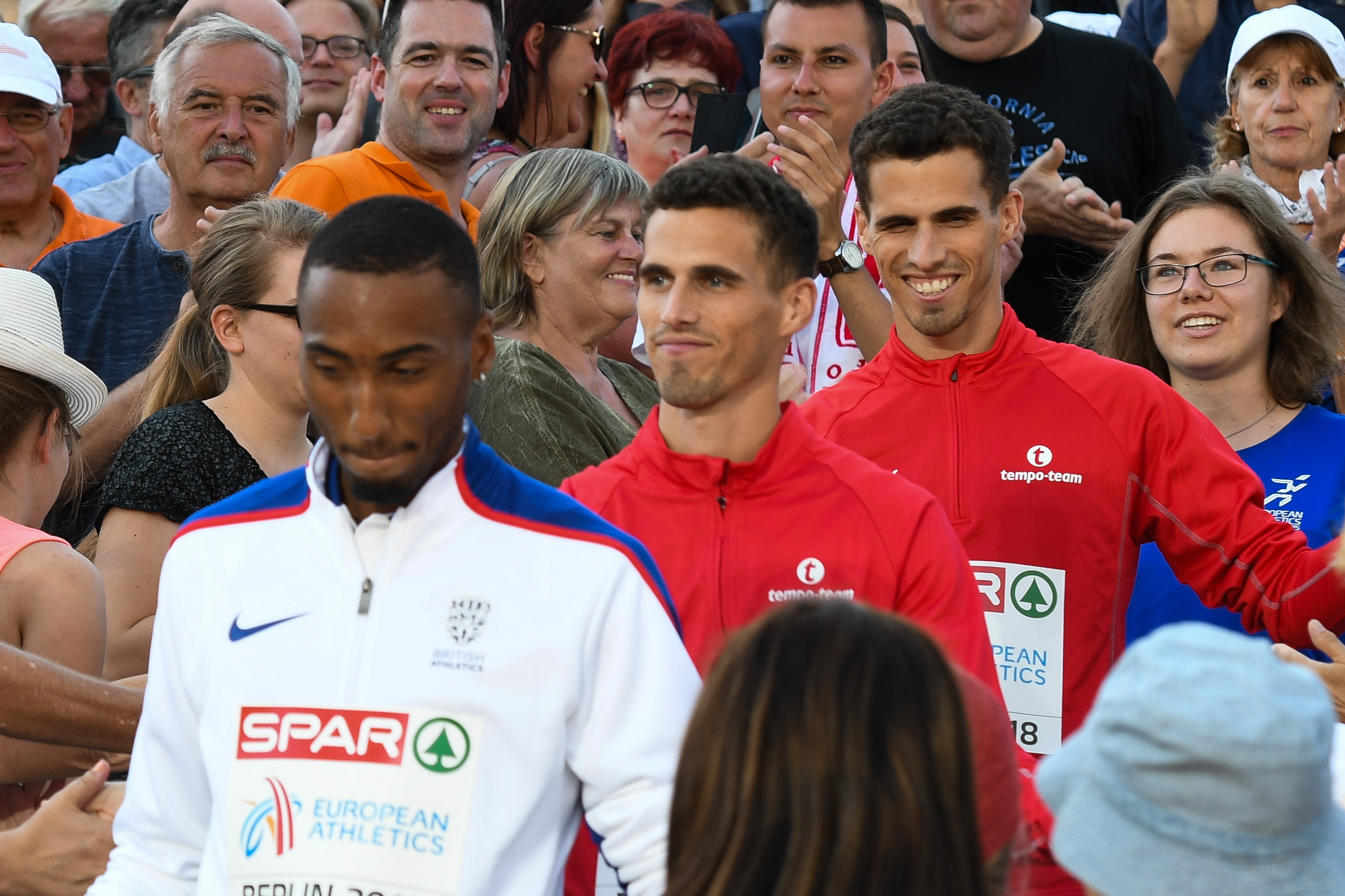 Jonathan en Kevin Borlée  Podiumceremonie 400m Berlijn 2018