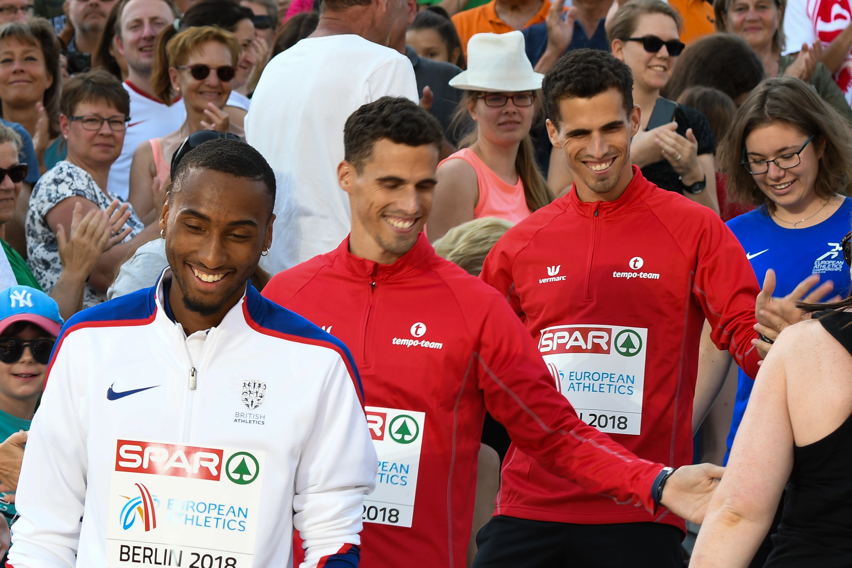 Jonathan en Kevin Borlée  Podiumceremonie 400m Berlijn 2018