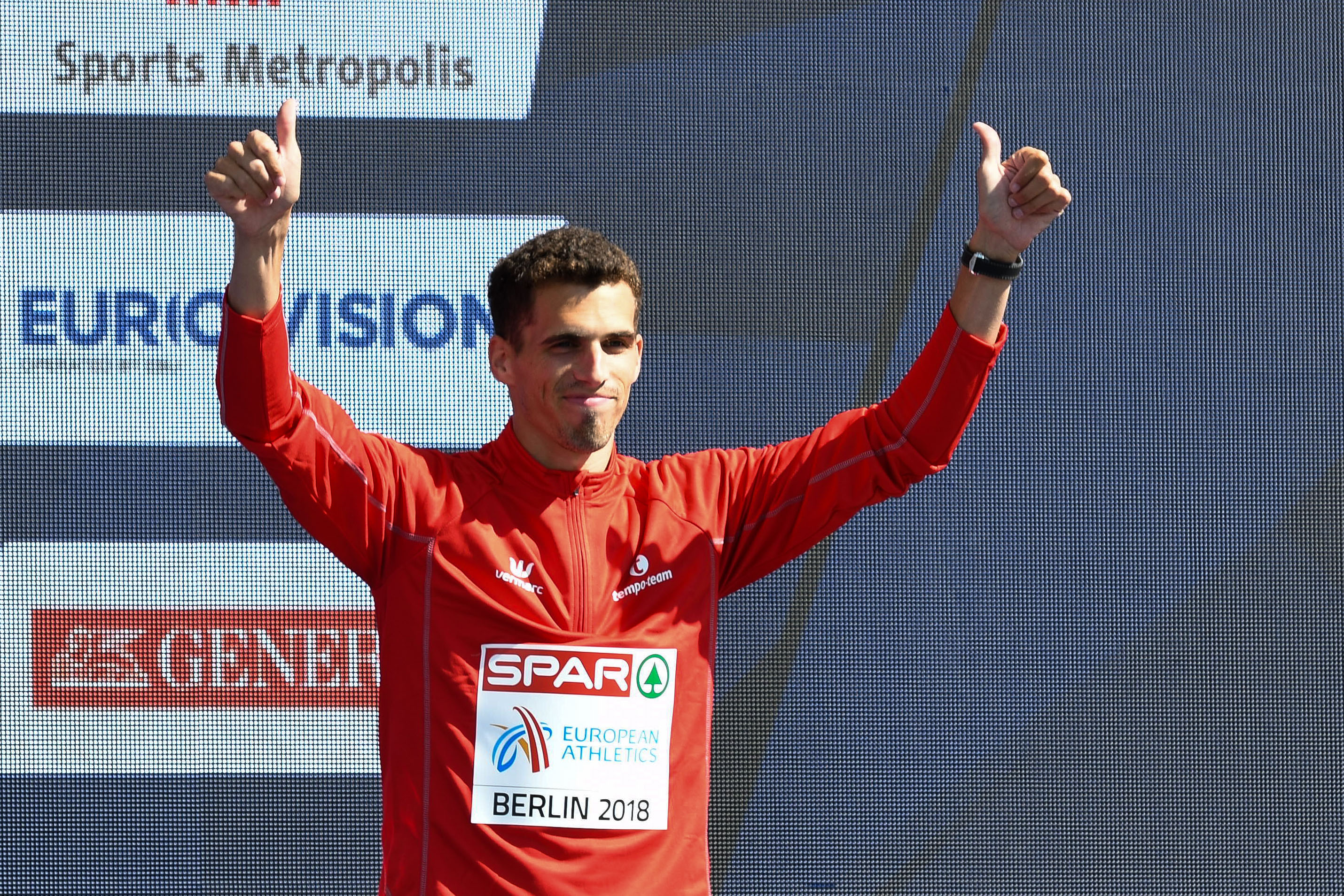 Jonathan Borlée  Podiumceremonie 400m Berlijn 2018