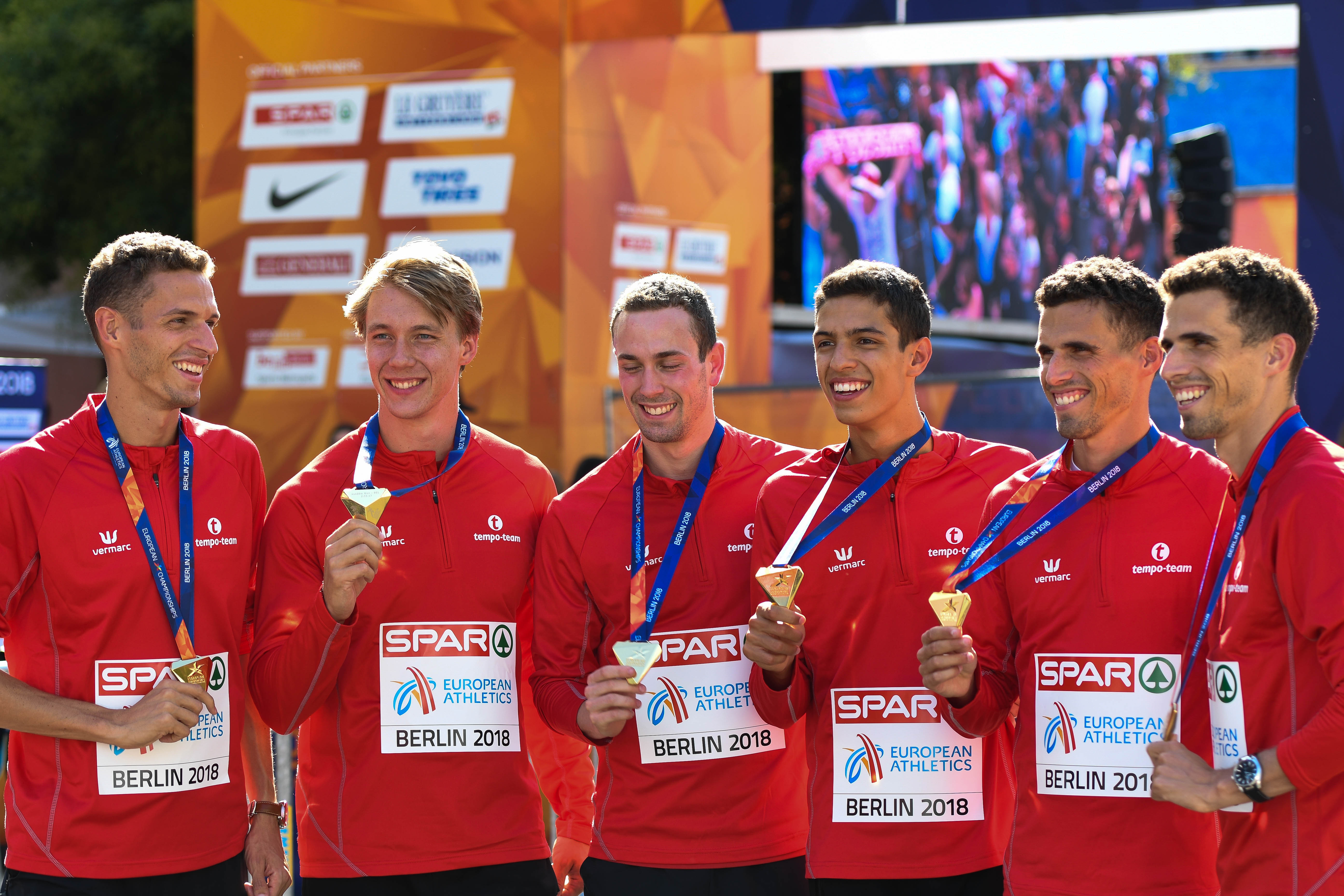 4*400m Podiumceremonie Berlijn 2018