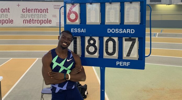 Hugues Zango verpulvert WR hinkstapspringen in zaal