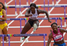 WK Eugene: Anne Zagré wordt gehinderd in reeksen 100m horden en mag opnieuw lopen