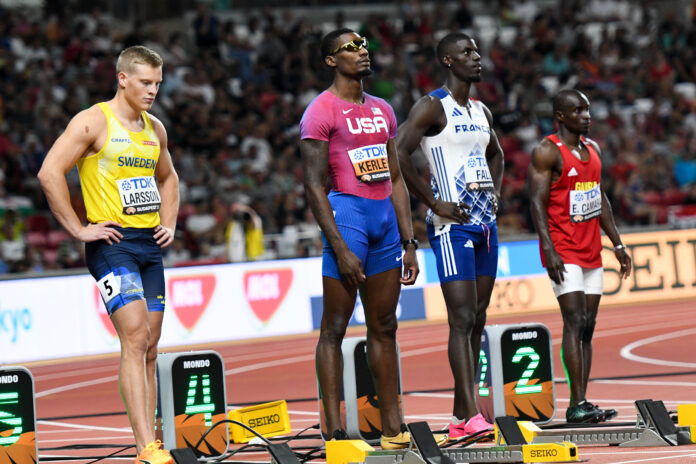 Wk Budapest 2023 100m Heats, Kerley, Fall