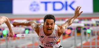 WK Glasgow: Michael Obasuyi wordt mooi zevende in 60m hordenfinale