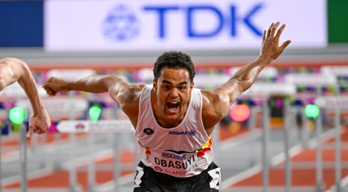 WK Glasgow: Michael Obasuyi wordt mooi zevende in 60m hordenfinale