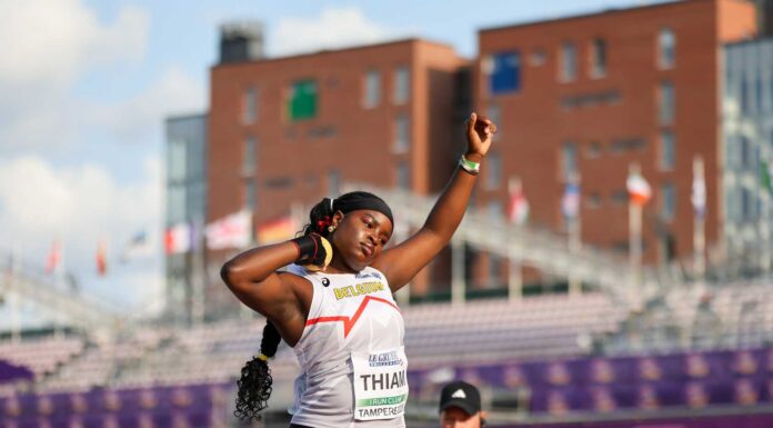 Nafy Thiam scherpt BR junioren aan en komt binnen halve meter van outdoor BR senioren